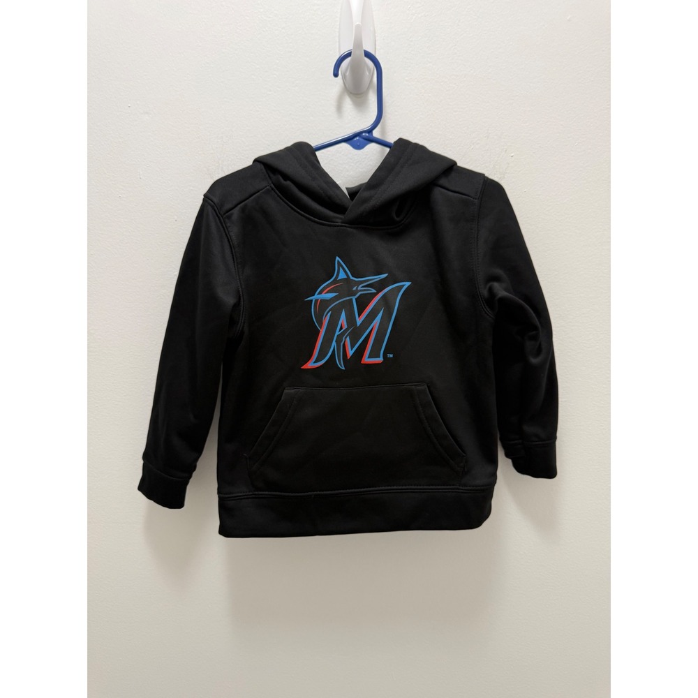 MLB Miami Marlins Kids Black Pullover Hoodie Sweatshirt Size 3T Genuine Merch
